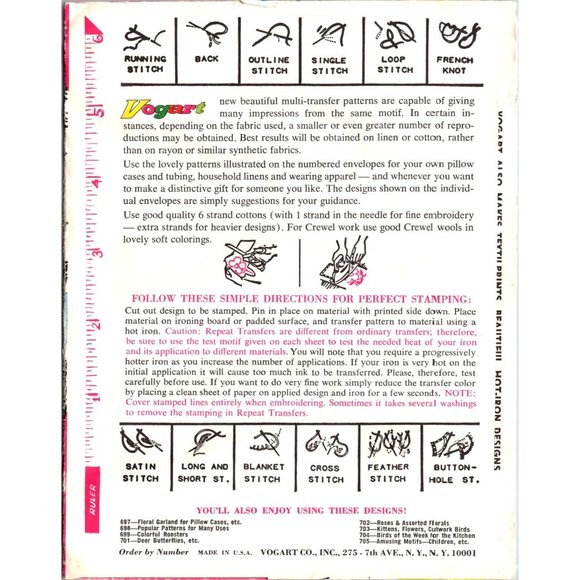 Vintage Vogart Transfer Patterns, 715 Three Treasured Patterns for Tubings - Picture 2 of 2